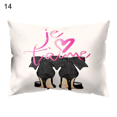 

Flower Letter Print Pillow Case Sofa Waist Throw Cushion Cover Office Home Decor