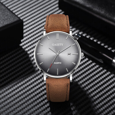 

〖Follure〗Fashion Simple Simple Casual Calendar Business Leather With Strap Mens Watch