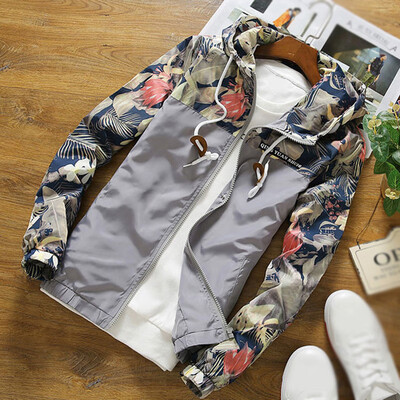 

Mens Tops Printed Coats Fashion Casual Zipper Slim Fit Jacket Hooded Outwear