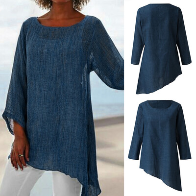

Starmoon Women Plus Size Long Sleeve Linen Baggy Blouse Shirt Ladies Summer Tunic Tops