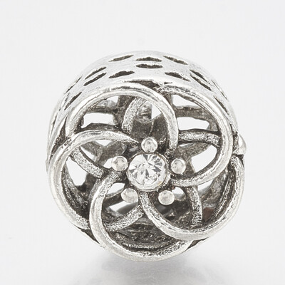 

Alloy Rhinestone European Beads Large Hole Beads Hollow Column Antique Silver Crystal 105x105mm Hole 5mm