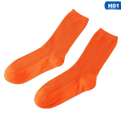

Autumn Winter Solid color knitting College style Mid tube socks Retro Cotton Socks