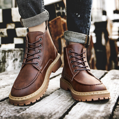 

High-top Martins Mens Korean English-style casual shoes keep warm&lint cotton shoes short boots