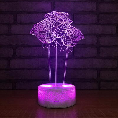 

Romantic Roses Shape 3D Desk Lamp LED 3D Night Lights 7 Colors Changing Touch Switch Light Wedding Room Lamp