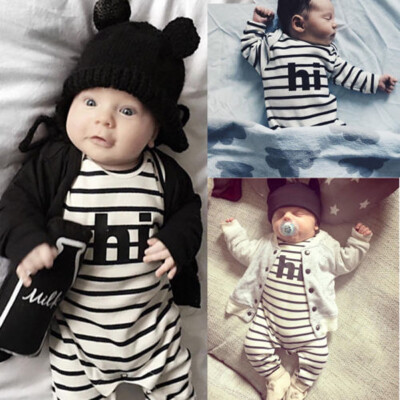 

Baby Infant Toddler Kids Long Sleeve Striped Rompers Bodysuit Jumpsuit