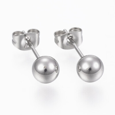 

304 Stainless Steel Ball Stud Earrings Stainless Steel Color 6mm Pin 08mm