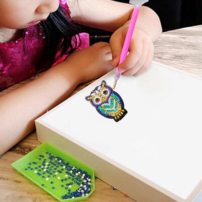 

5pcsSet DIY Full Drill Diamond Painting Key Chain Cartoon Bird Bag Pendant