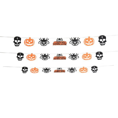 

Happy Halloween Non-Woven Hanging Banner Pumpkin Skull Element Garland 7 Fabrics 35m String Halloween Party Decor Props