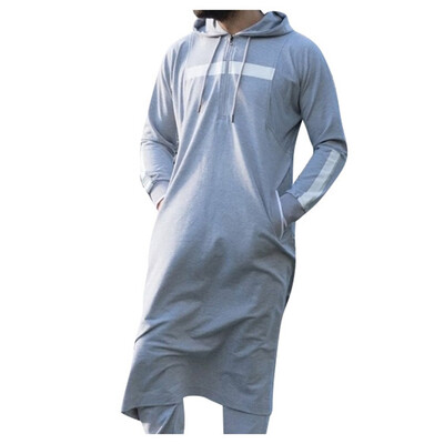 

Toponeto Mens Autumn And Winter Casual New Muslim Robes Long-Sleeved Hooded Shirt Top
