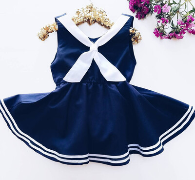 

Baby Girls Navy Blue Sailor Style Dress Casual Princesss Party Pageant Dresses