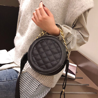 

Small Round Girl Messenger Bag Women 2019 New Korean Fashion Cute PU Leather Chain Shoulder Bag Female Circular Fashion Handbag