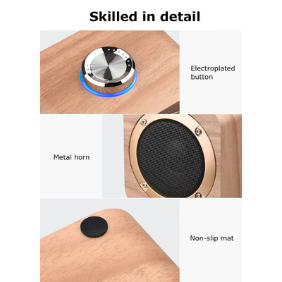 

Portable Speaker BT42 TWS 3D Stereo Surround Subwoofer Audio Player Wooden Speaker 1200mAh Battery 5W Powerful Horn