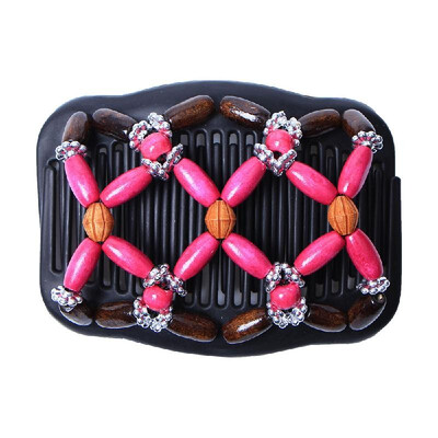 

Retro Wooden Beads Magic Hair Comb Double Row Hairpin Insert Women Hairstyle Clip