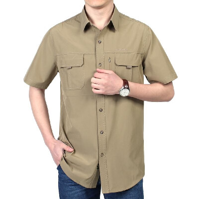 

Mens Summer Short Sleeve Shirt Button Down Casual Business Shirt Outdoor Camping Hiking Fishing Shirt Top