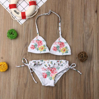

UK Newborn Kids Baby Girls Tankini Flower Bikini Swimwear Swimsuit Bathing htrer