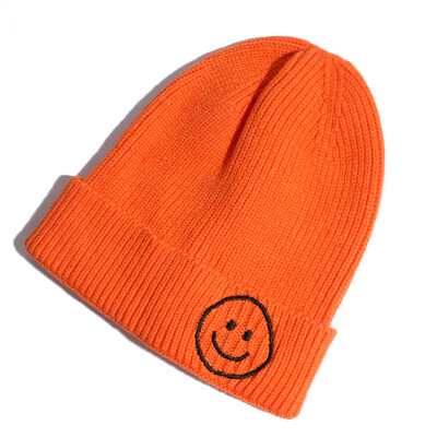 

Hat female smiling face cute ladies knit hat autumn&winter Korean version of Joker new wool hat Korea earmuff head cap