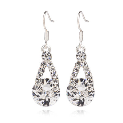 

Shining Rhinestone Stud Earrings Luxury Water Drop Imitation Precious Stone Earrings Trendy Women Jewelry for Wedding Party
