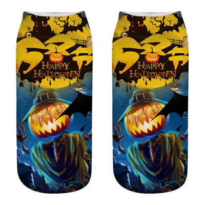 

New Funny Happy Halloween Socks 3D Printed Woman Socks Pumpkin Lantern Pattern Short Socks Party Supplies Harajuku Ankle Socks