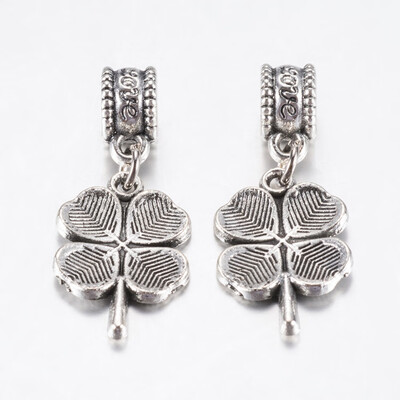

Tibetan Style Alloy European Dangle Beads Large Hole Pendants Clover Antique Silver 30mm Pendant 20x13x2mm Hole 45mm