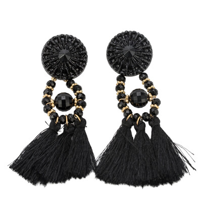 

Fashion Women Rhinestone Long Tassel Dangle Earring Boho Fringe Drop Earrings