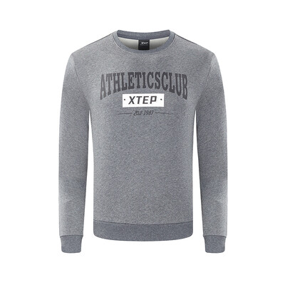 

Xtep mens casual round neck pullover simple fashion sports sweater 882329059279 deep flower gray XL