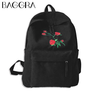 

Women Backpack Floral Rose Embroidery Zipper High Capacity Multifunction Teenagers Schoolbag Knapsack