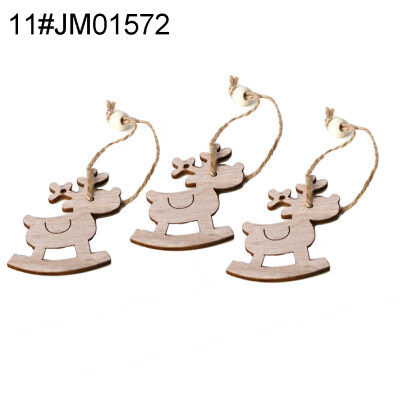 

3Pcs Retro Wooden Hollow Pendants with Rope DIY Crafts Christmas Tree Ornaments