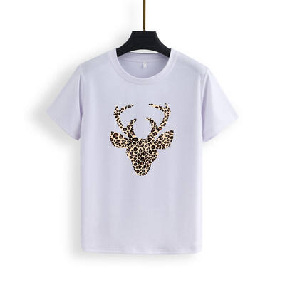 

Harajuku Cartoon Deer Print Tshirt Women Summer Round Collar Loose T-Shirt Short Sleeve Casual Simple Wild T-Shirt Fashion