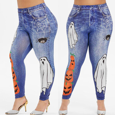 

Tailored Fashion Womens Plus Size Spider Ghost Pumpkin Halloween Printing Leggings Pants