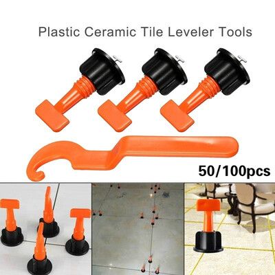 

50100pcs Plastic Flat Ceramic Leveler Floor Wall Construction Tools Reusable Tile Leveling System Kits