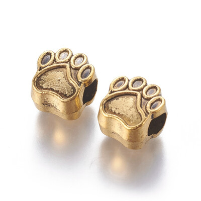 

Tibetan Style Alloy European Beads Cadmium Free & Lead Free Paw Print Antique Golden 11x11x8mm Hole 5mm