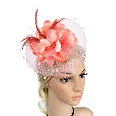

Lady Flower Mesh Fascinator Feather Headband Party Headwear Cocktail Headpiece