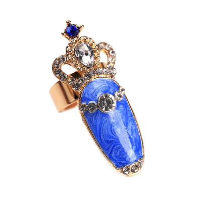 

Women Elegant Bowknot Nail Ring Charm Crown Flower Crystal Finger Nail Rings Hot Items