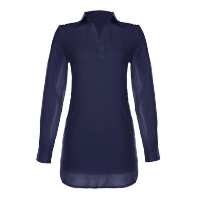

Sexy Long Chiffon Blouses Women V-Neck Long Sleeve Dress Irregular Tops
