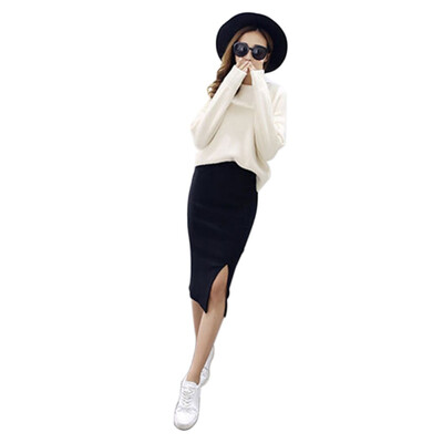 

Women Fashion Slit Skirts Women Step Skirt Stretch Slim Thin Female Waist Skirts