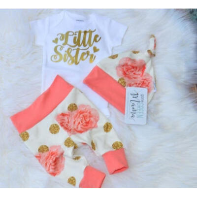 

NEW Seller 4Pcs Newborn Baby Girl Flower Romper Long Pants Legging Hat Outfit Set