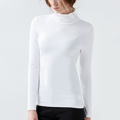 

CANVAUS Autumn Women Modal Slim Turtleneck Long Sleeve T-Shirt Simple Large Size Undershirt Tops F325A