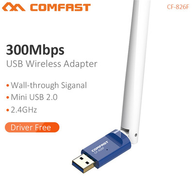 

〖Follure〗CF-826F 300Mbps Mini WiFi Wireless Adapter Stick 24G Dongle Windows Win7810