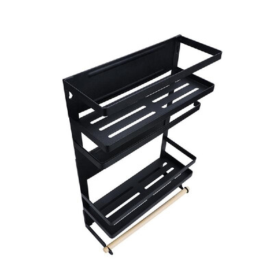 

LSF2019052 Kitchen Rack Fridge Organizer Refrigerator Side Shelf Magnetic Fridge Organizer Paper Towel Holder Spice Jars Rack Kitc