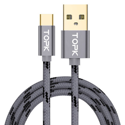 

TOPK USB Type C Cable Fast Charging USB C Cable for Samsung Galaxy S9 S8 Oneplus 6 Nylon Braided Data Sync Type-C Phone Cable