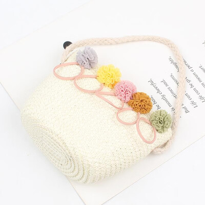 

Children Girl Straw Bag Zip Top Holiday Beach Casual Bucket Crossbody Bag Purses Shoulder Bag