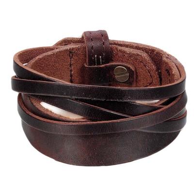 

Punk Leather Wrap Cuff Bangle Bracelet Men Women Wristband Unisex Jewelry