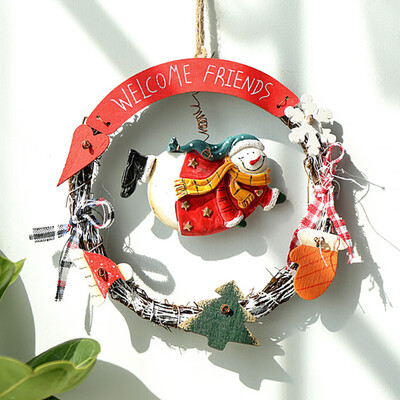

Tailored Christmas Wreath Decoration Pendant Wooden Angel Old Snowman Ornament