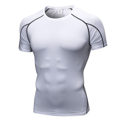 

Mens tight short sleeve fitness exercise running training stretch quick dry T-shirtDISHENG-053