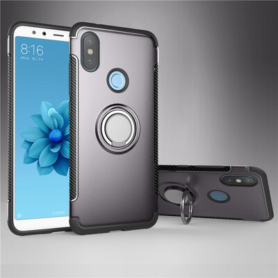 

Back Cover For Xiaomi Mi A2 Mi 6X Case Car Holder Stand Hard PC Silicon Ring Suction Bracket Celulars