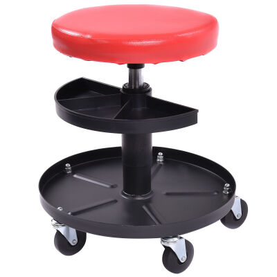 

Adjustable Mechanics Rolling Creeper Seat Stool Tray Padded