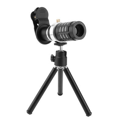 

Clip-on 12x Optical Zoom Mobile Phone Telescope External Camera LensTripod