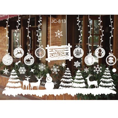 

Gobestart Christmas Living Room Xmas Santa Claus Snowman Elk Wall Stickers Window Decor A