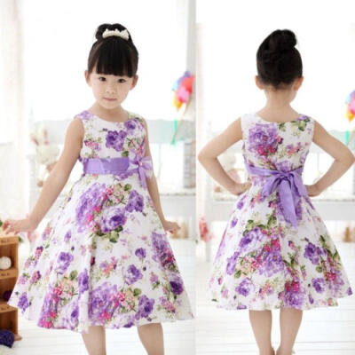 

Elegant Girls Kids Princess Wedding Party Flower Bow Gown Full Fancy Dresses HEZ