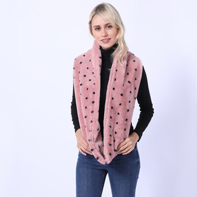 

Gobestart Women Fashion Polka Dot Print Scarf Outerwear Bib Faux Fur Scarf